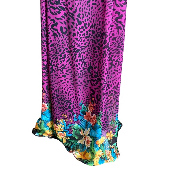 Fresh Mint Sleeveless Purple Leopard and Floral Maxi Dress Women’s M - Picture 3 of 7